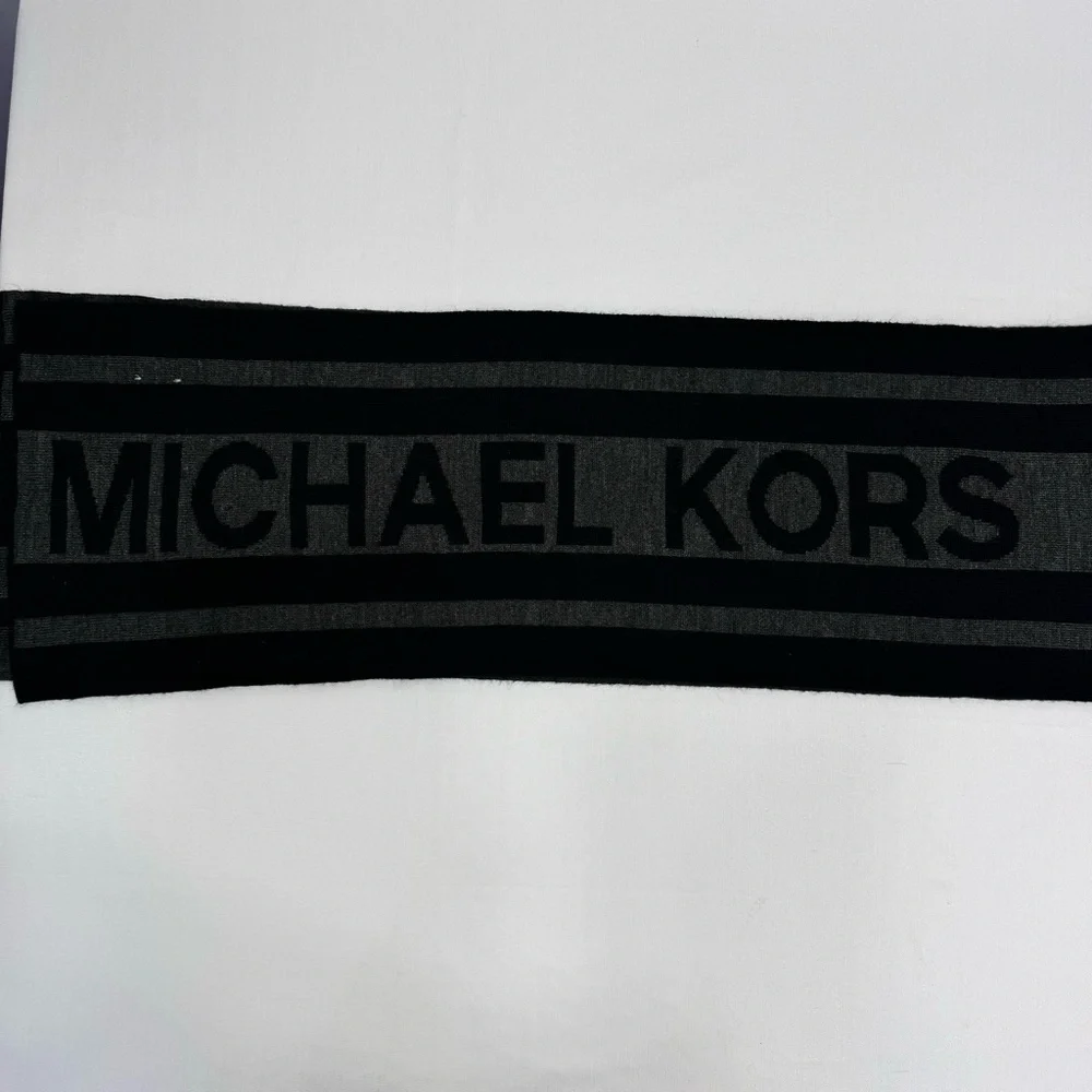 Michael Kors Black and Gray Signature Logo Men’s Scarf